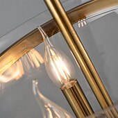 cheap Pendant Lights-LED Pendant Light Warm White 36/42cm 3-Light Country Retro Gold Hanging Light Industrial Style E14 Transparent Glass Lampshade Chandelier Metal Ring lamp Body Shape Ceiling Lighting for Living Room Bar counter 85-265V