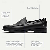 cheap Premium Leather Loafers-Men&#039;s Premium Cowhide Leather Loafers - Classic Black Slip-On Dress Shoes for Business and Formal Wear