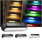 cheap Ground Lights-Solar Outdoor Deck Lights, Upgraded RGB Solar Fence Lights with Color Changing &amp; Warm White Mode, Waterproof LED Solar Powered Lights for Yard, Wall, Stairs, Pool and Step Decor