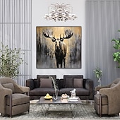 preiswerte Abstrakte Gemälde-der große Elch. Tiere. 100 % handgemaltes Strukturgemälde, abstraktes Acryl-Ölgemälde, Wanddekoration, Wohnzimmer, Bürowand