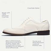 cheap Classic Dress Shoes-Stylish Men&#039;s White Dress Derby Shoes with Brogue Detailing - Ideal for Formal and Business Wear