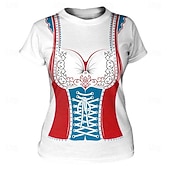 preiswerte T-Shirts-T-Shirt Lederhosen 3D Lässig Streetstyle T-Shirt Ärmel für Damen Erwachsene Heißprägen  für Karneval Oktoberfestbier Party Alltagstauglich