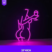 cheap Neon LED Lights-Oktoberfest Cocktail USB Neon LED Sign Light, Luminous Styling Neon Light Beer Bar Club Acrylic Neon Light for Hotel Bar Cafe Birthday Party Teen Room Wall Decoration Light Sign 1PC