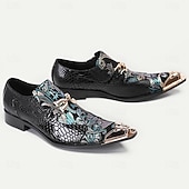 ieftine Mocasini din piele premium-mocasini premium pentru bărbați din piele de vacă în stil punk - pantofi slip-on cu brodare florală, cu vârf și cataramă din metal