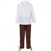 abordables Tenues-Médiéval Renaissance 17ème siècle Pantalon Tenues Chemise Pirate Viking Ranger Garçons Pirate Fantaisie Steampunk Halloween Carnaval Performance LARP Foire de la Renaissance Enfant Chemise Pantalon