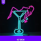 cheap Neon LED Lights-Oktoberfest Cocktail USB Neon LED Sign Light, Luminous Styling Neon Light Beer Bar Club Acrylic Neon Light for Hotel Bar Cafe Birthday Party Teen Room Wall Decoration Light Sign 1PC