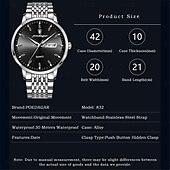 cheap Quartz Watches-POEDAGAR Men Quartz Watch Minimalist Large Dial Fashion Business Luminous Calendar Date Week Waterproof Steel Watch