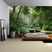 cheap Forest Tapestry-Nature Tropical Forest Hanging Tapestry Wall Art Large Tapestry Mural Decor Photograph Backdrop Blanket Curtain Home Bedroom Living Room Decoration