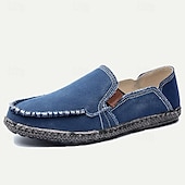 abordables Zapatillas sin cordones y mocasines de hombre-Mocasines informales de lona para hombre: zapatos para caminar ligeros y transpirables