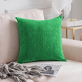 abordables Coussins tendances-Housse d&#039;oreiller nordique en velours côtelé, couleur unie, douce, sans noyau, pour le bureau, la maison, le salon, le canapé, vert, orange, rose, bleu