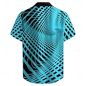 cheap Geometric Pattern-Men's Geometric Pattern Shirt Button Up Shirt Short Sleeve Fashion Casual Daily Holiday Summer Turndown Collared Shirts Buttons Print Black
