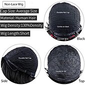 baratos Perucas capless de cabelo natural-perucas onduladas em camadas pixie pretas com marrom f1b / 30 cores perucas curtas encaracoladas sem cola peruca de corte pixie cabelo humano perucas curtas de cabelo humano para mulheres negras