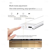 お買い得  キャビネットライト-超薄型 LED キャビネット ライト、ワイヤレス モーション センサー LED ライト バー、USB 充電式サイド マグネット式粘着式キッチン ナイト ライト、ワードローブ クローゼット キャビネット 食器棚 階段 廊下 棚用
