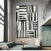 お買い得  油絵-手作りの油絵キャンバス壁アート装飾抽象白黒ミニマリズムモダンホームデコレーションロールフレームなし未延伸絵画