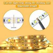 abordables Bandes lumineuses à brancher-Bande lumineuse LED 12 V DC 5,5 x 2,1 mm, connecteur SMD 2835, 16,6 pi, 5 mètres, ruban lumineux adapté à la maison, à la cuisine, aux fêtes, à Noël, etc. (sans adaptateur secteur)
