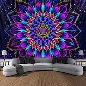 levne Tapiserie Blacklight-blacklight gobelín uv reaktivní záře ve tmě záře party neon psychedelický trippy misty závěsný gobelín sova nástěnná malba pro obývací pokoj ložnice