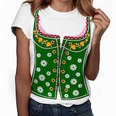 ieftine Îmbrăcăminte grafică-Tricou lederhosen #D Casual Stil de strada Tricou pentru Pentru femei Adulți Ștanțare la cald pentru Carnaval Bere Oktoberfest Petrecere Casul / Zilnic