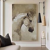 billiga Abstrakta målningar-oljemålning handgjord handmålad väggkonst abstrakt häst canvas målning heminredning dekor sträckt ram redo att hänga