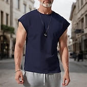 preiswerte Fitness Tank-Tops-Herren Tank Top Weste Unterhemd Ärmelloses Shirt Ärmellos Rundhalsausschnitt Frühling &amp; Sommer Einfach Mode Designer Basic Urlaub Straße Ausgehen Weiß Wein Dunkelmarine Top T-Shirt für Herren