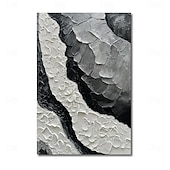 Недорогие Абстрактные картины-ручная роспись маслом холст настенное искусство украшение абстрактная текстура черный, белый и серый для домашнего декора, свернутая бескаркасная нерастянутая картина