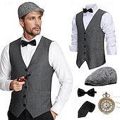 levne oblečení-Retro Řvoucí 20s 20. léta 20. století Úbory Vesta Sada příslušenství Gentleman Gangster Maškarní kostým Pánské předvečer Všech svatých Karneval Nový rok Karneval Večírek Plesová maškaráda Dospělé