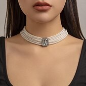 levne Náhrdelníky-Obojkové náhrdelníky Perly Dámské Elegantní umělecké Boncuklar Svatba Kruh Náhrdelníky Pro Svatební Párty Narozeniny