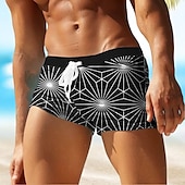 billiga Geometrisk tryck-Herr Geometriska mönster Badshorts Boardshorts Boxershorts Medium Midja Mode Designer Surfing Helgdag Strand Ficka Snörning Elastisk midja Designer Kläder