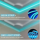 Χαμηλού Κόστους Neon LED Φώτα-1μ 3M 5μ Φώτα σε Κορδόνι Φώτα νέον ταινίας 72/216/360 LEDs Ευέλικτο νέον 1set RGB Φώτα διακοπών Φώτα Λωρίδες LED Έλεγχος APP Με ροοστάτη Πάρτι 12 V