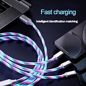 cheap Cell Phone Cables-USB 3.0 Cable USB A to Type C / Micro / IP 2.1 A Charging Cable 3 in 1 For Xiaomi Huawei Nokia Phone Accessory