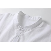 cheap Business Casual-Men&#039;s Shirt Chinese Collar Shirt Mandarin Collar Shirt Popover Shirt Casual Shirt Plain Vacation Street White Yellow Sky Blue Green Short Sleeve Band Collar Summer Clothing Apparel Button-Down