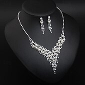 billige Smykkesett-Smykke Sett 3 stk Imitert Perle Strass Øredobber Halskjeder Dame Elegant Årgang Mote geometriske Geometrisk Form Smykkesett Til Bryllup Fest jubileum