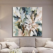 billiga Oljemålningar-handmåla stor original blomma oljemålning på duk abstrakt blommålning boho akryl blomkonst stor väggkonst modern anpassad vardagsrumsinredning utan ram