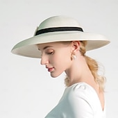 economico Cappelli per feste-cappelli in fibra di bombetta / cappello a cloche cappello a secchiello cappello di paglia da sposa tea party matrimonio elegante con bowknot copricapo copricapo