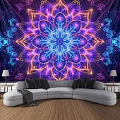 billige Blacklight -billedvev-mandala bohemisk blacklight billedvev uv reaktiv glød i mørket trippy zen meditasjon tåkete natur hengende billedvev veggkunst veggmaleri for stue soverom