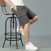 baratos Clássico-Homens Shorts táticos Bermuda Cargo Calção Com Cordão Cintura elástica Bolso multi Tecido Vestível Comprimento do joelho Ao ar livre Diário Acampar e Caminhar Moda Clássico Preto Amarelo