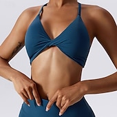 voordelige Sport bh&#039;s-Dames Lichte ondersteuning Sport bh&#039;s Running BH Open achterkant Gekruiste rug Goede top Gewatteerd Fitness Recreatiesport Hardlopen Ademend Lichtgewicht Zacht Zwart Roze Marine Blauw Effen