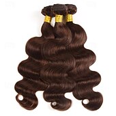 voordelige 3 bundels menselijk haarweefsels-2 # body wave menselijk haar bundels braziliaanse bruin haar weven bundels bruin haarverlenging remy chocolade bot menselijk haar 3 stks