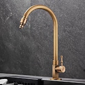billige Baderomskraner-Vaskekran for baderom - Klassisk Antikk Messing Montere Utsiden Enkelt Håndtak Et HullBath Taps