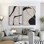 voordelige Abstracte schilderijen-schilderij handgemaakt zwart-wit abstract olieverfschilderij handgeschilderd wabi sabi abstract schilderij wandkunst kunstwerk modern abstract olieverfschilderij geometrisch schilderij wandkunst voor