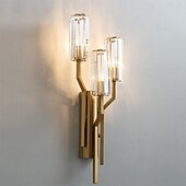 baratos Candeeiros de Parede de interior-Luzes de parede internas LED Luz de 3 cores 28 cm Arandela de parede de cristal de luxo moderna com 3 luzes E14 lâmpada noturna de cabeceira de metal para quarto banheiro sala de estar corredor
