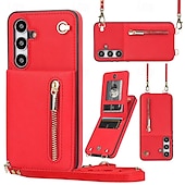 cheap Samsung Cases-Phone Case For Samsung Galaxy S24 S23 S22 S21 S20 Ultra Plus FE S25 Ultra Back Cover Wallet Case Zipper with Lanyard Kickstand Retro TPU PU Leather
