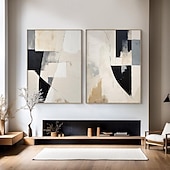 baratos Pinturas Abstratas-arte minimalista bege branco preto feita à mão arte de parede wabi-sabi bege brancogrande arte de parede abstrata begearte texturizada preta pintura a óleo