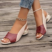 cheap Casual Sandals-Women&#039;s Green and Beige Open-Toe Slingback Sandals – Crocodile Pattern Design with Gold Heel Accents for Casual and Elegant Summer Outfits