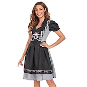 levne Ženy-Oktoberfest Šaty Dámské šaty Trachtenkleader Oktoberfest / pivo Bavorský Bavorský Tradiční kostýmní šaty Louky Dámské Tradiční Styl Tkanina Šaty Zástěra (70 cm)