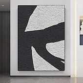 voordelige Abstracte schilderijen-zwart-wit olieverfschilderij handgemaakte wabi sabi abstracte olieverfschilderij wandkunst kunstwerk muurschildering moderne abstracte olieverfschilderij geometrische wandkunst schilderij voor