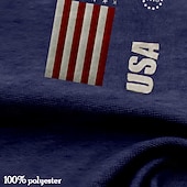 cheap Patriotic 250 T-shirts-4th of July 2026 250th Memorial Day Men's Patriotic Designer Patriot 3D Print US Flag Henley Short Sleeve T-Shirt Casual Daily