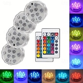 cheap Underwater Lights-1/2/4 Pcs, Submersible LED Pool Lights with Infrared Sensor, Waterproof Underwater Pool Lights for Inground Pool ,Color Changing Underwater Lights for Ponds Battery Operated