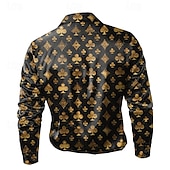preiswerte Herren Satin Hemd-Herren Knopfhemd Bedruckte Hemden Langarm Brautkleider schlicht Formal Sommer Frühling Herbst Umlegekragen Knopf Bedruckt Gelb