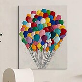 voordelige Olieverfschilderijen-kleurrijke abstracte ballon olieverf handgeschilderde ballon olieverfschilderijen abstracte kunst schilderij muur kunst moderne canvas kunst schilderij voor woonkamer slaapkamer hotel bar