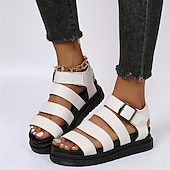 cheap Casual Sandals-Women&#039;s Black Gladiator Sandals – Chunky Platform Summer Shoes with Adjustable Straps, Stylish &amp; Comfortable for Casual Outings &amp; Beach Wear